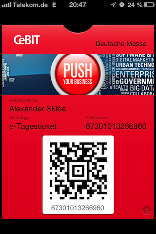 iOS Passbook for CeBIT 2013